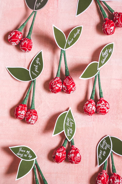 Tootsie Pop Cherry Valentine Leaf, PDF Printable &amp; Template – The House ...