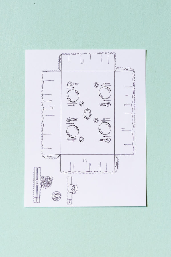 Paper Bunny Tablescape Coloring Page, PDF Printable - The House That ...
