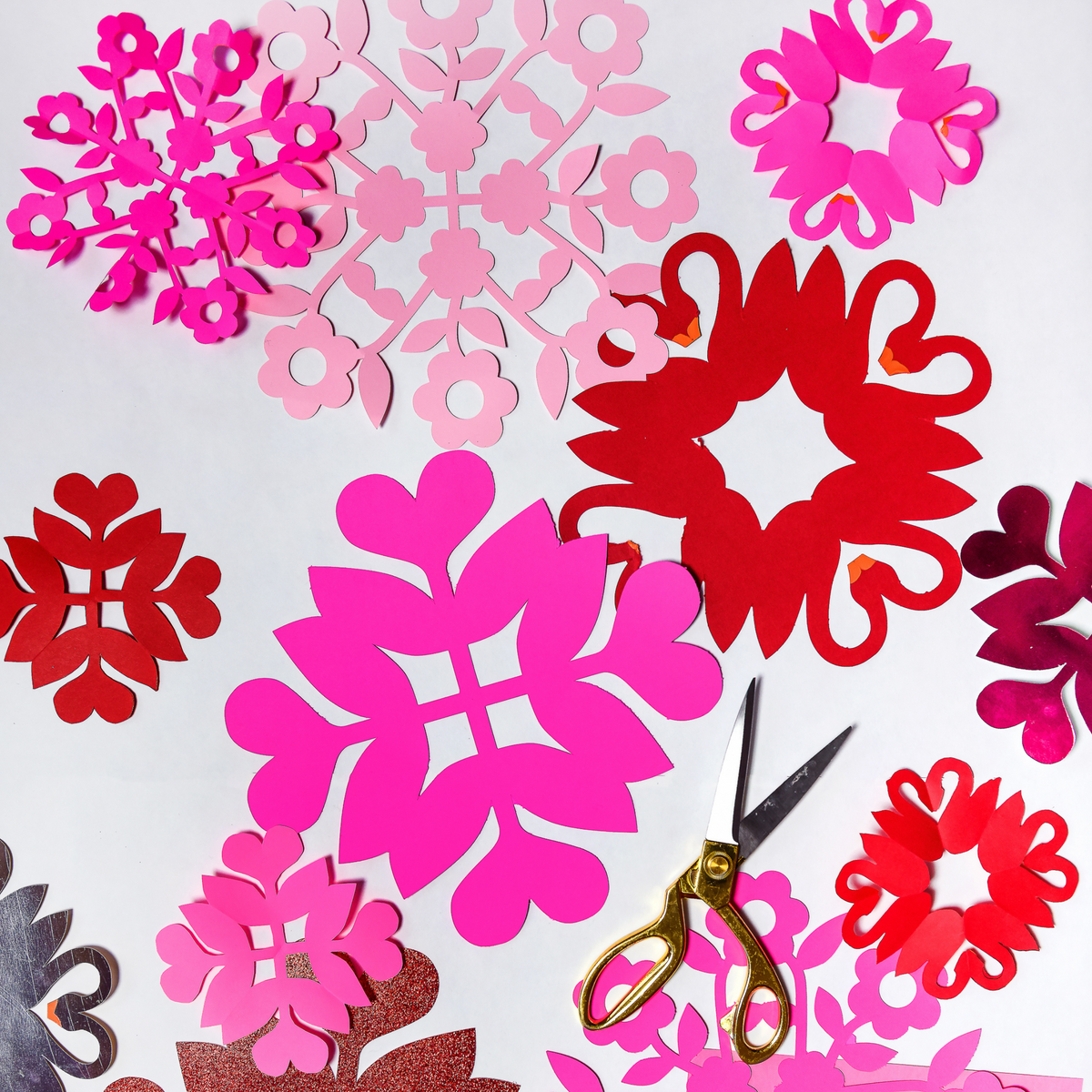 Valentine Snowflakes, SVG &amp; PDF Template