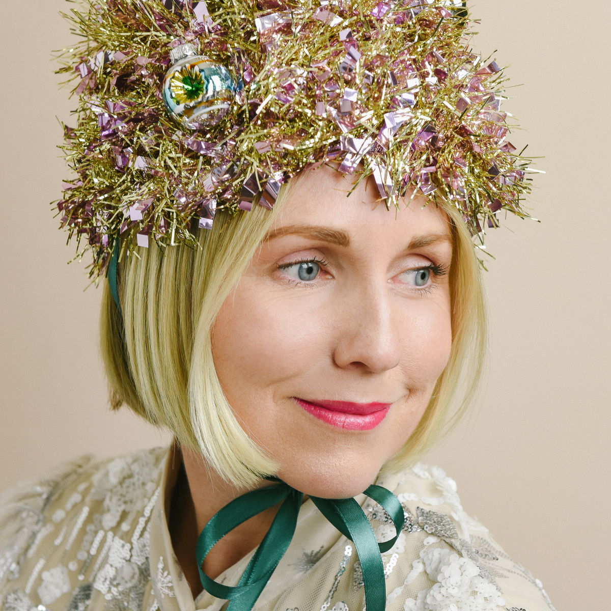 Tinsel Christmas Tree Hat, PDF Template