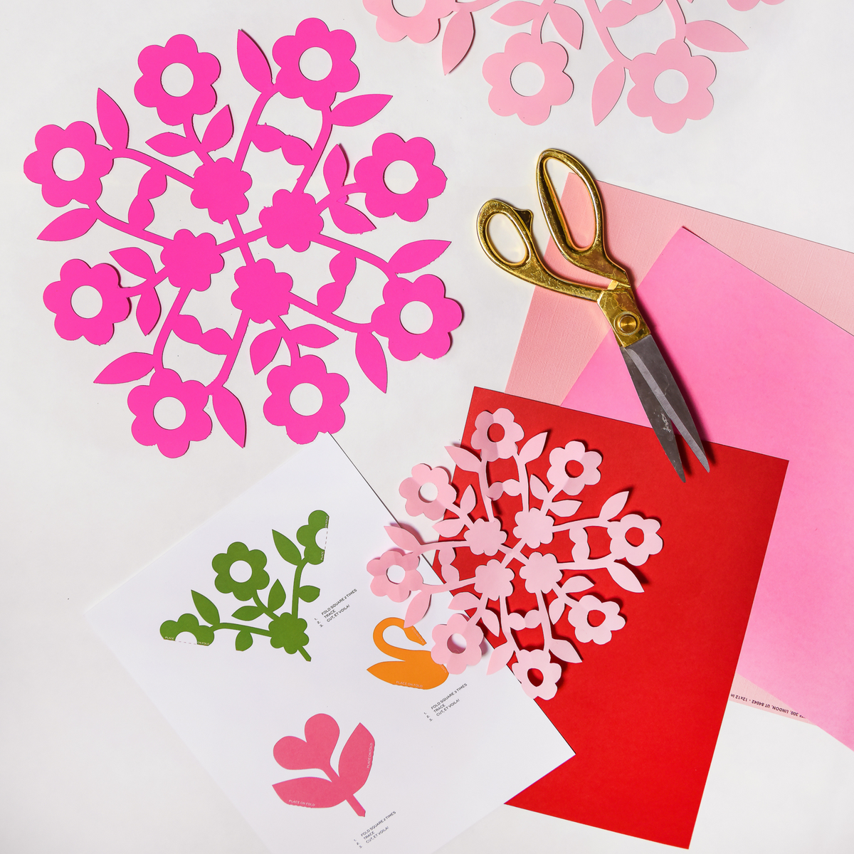 Valentine Snowflakes, SVG &amp; PDF Template