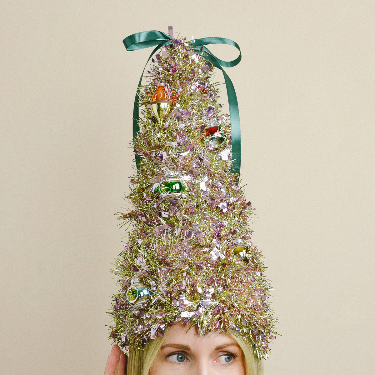 Tinsel Christmas Tree Hat, PDF Template