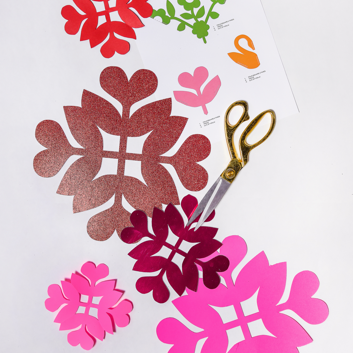 Valentine Snowflakes, SVG &amp; PDF Template