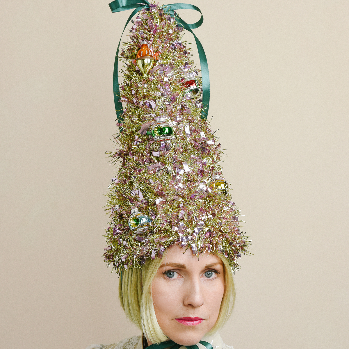 Tinsel Christmas Tree Hat, PDF Template