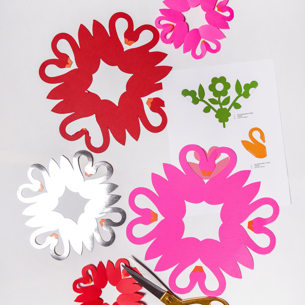 Valentine Snowflakes, SVG &amp; PDF Template