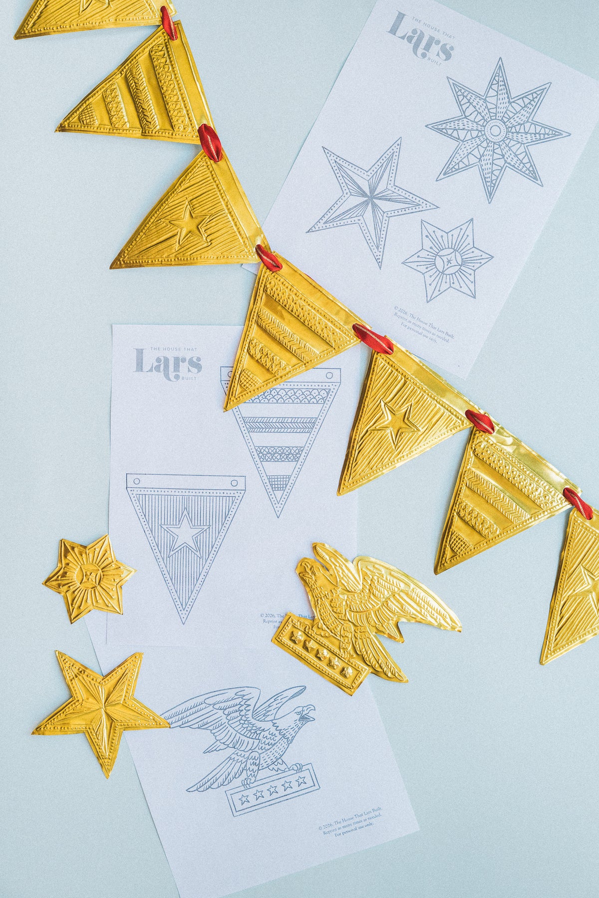 Tin Embossing 4th of July Ornaments, PDF Template