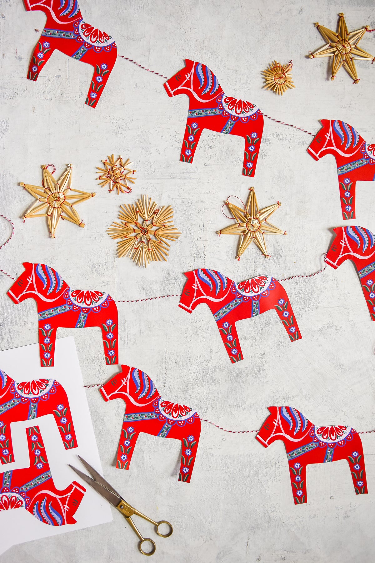Dala Horse Garland, PDF Printable
