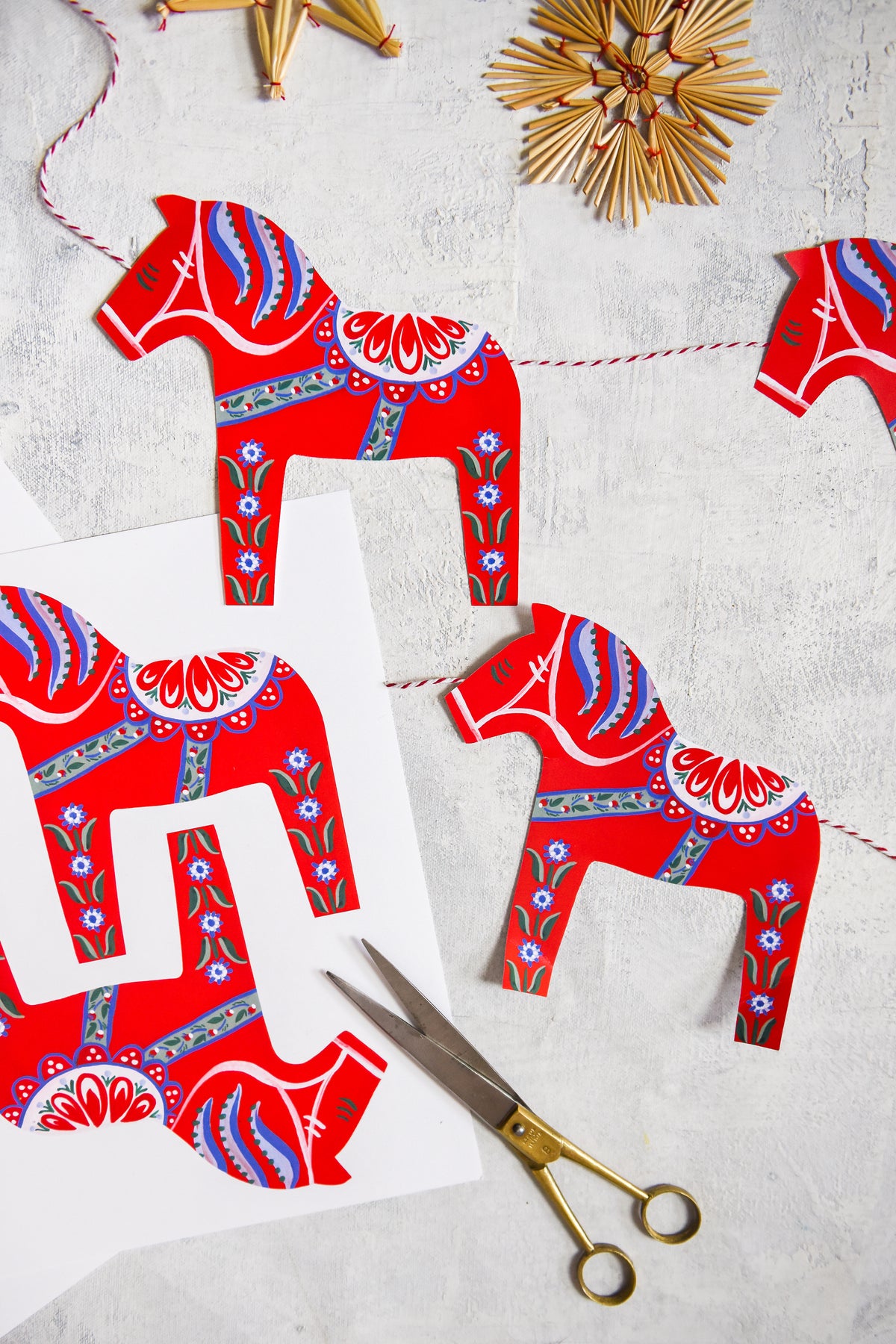 Dala Horse Garland, PDF Printable