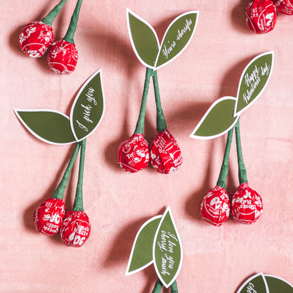 Tootsie Pop Cherry Valentine Leaf, PDF Printable &amp; Template – The House ...