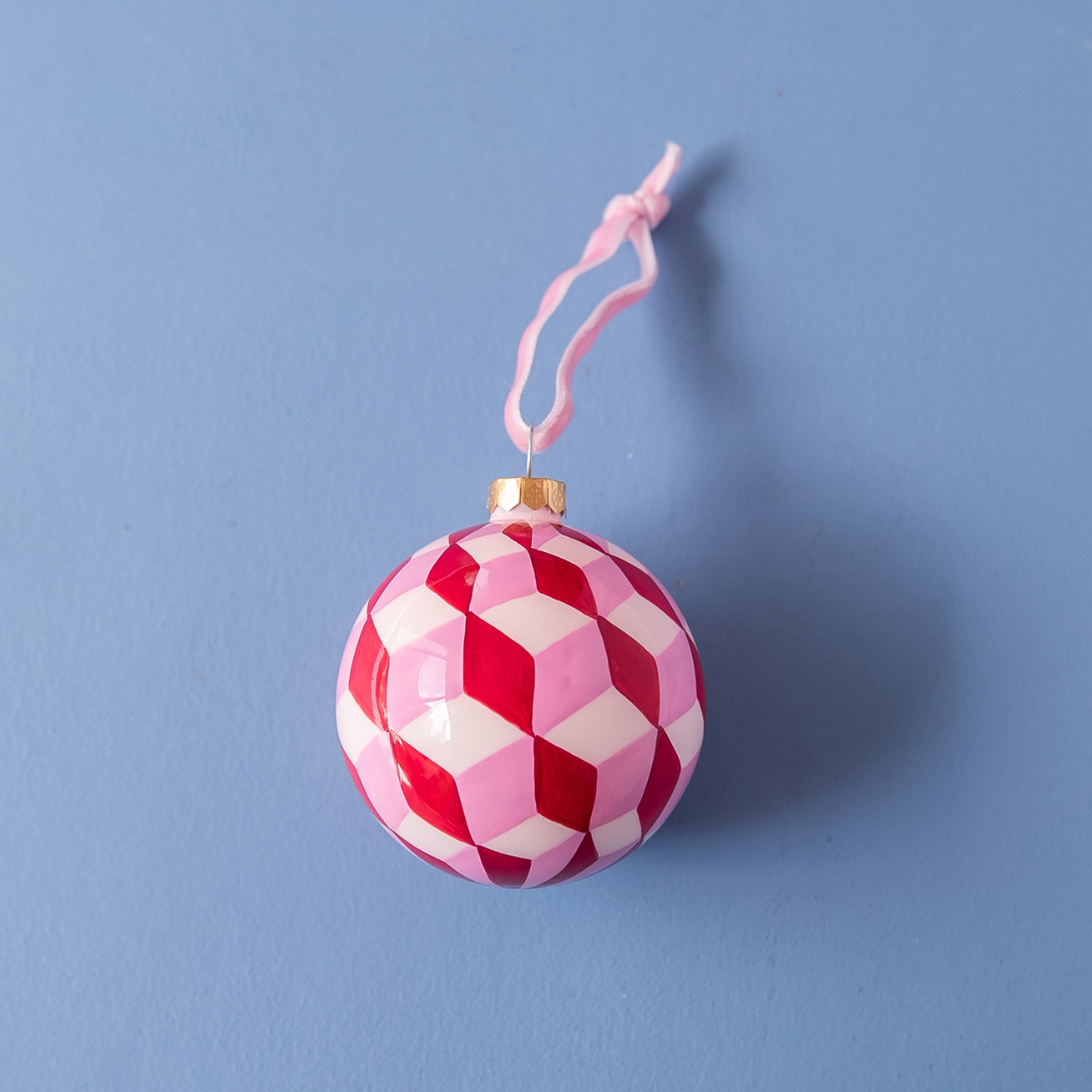 Tumbling Block Bauble - Pink