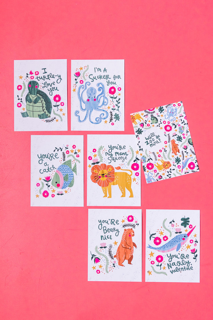 Zoo Valentines Set by Jessica Whittaker, PDF Printable