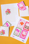 Valentine Stamp Cards & Envelope by Josefina Schargorodsky, PDF Printable