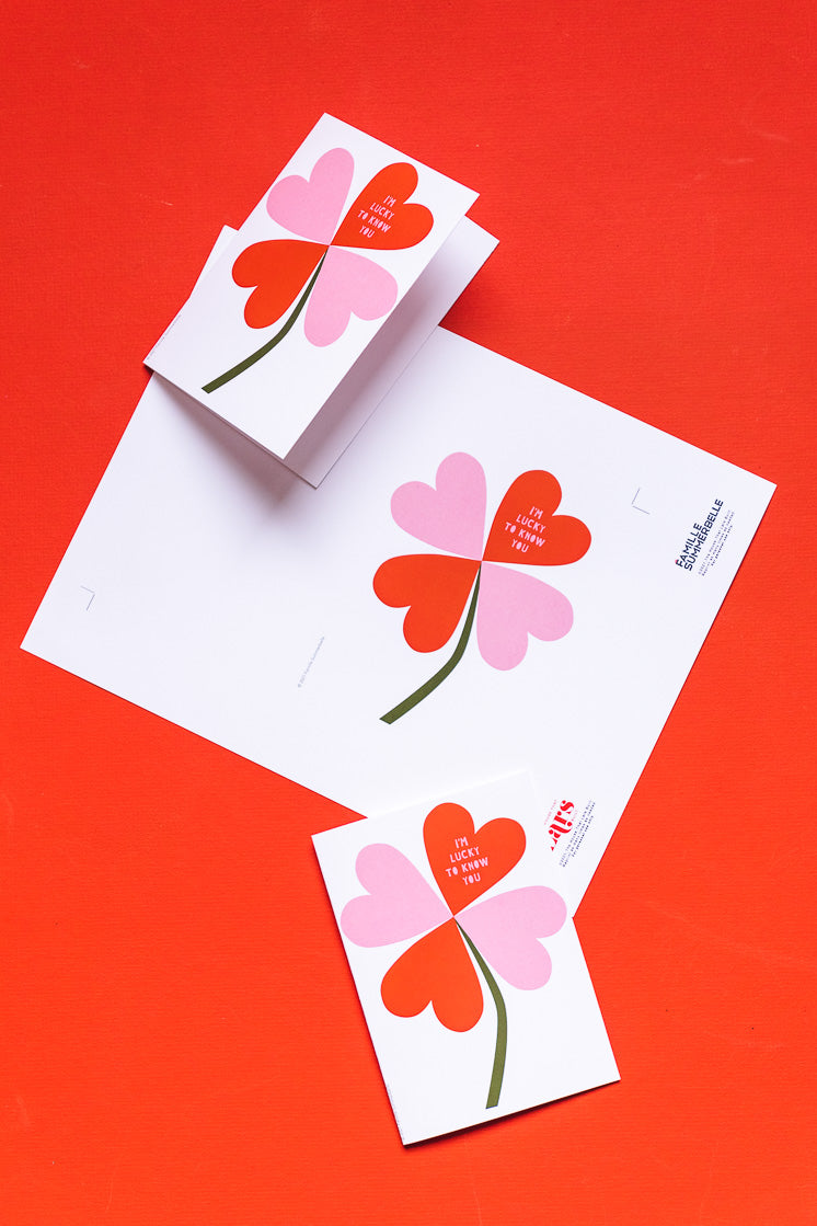 I&#39;m Lucky to Know You Valentine Card by Julie Marabelle of Famille Summerbelle, PDF Printable