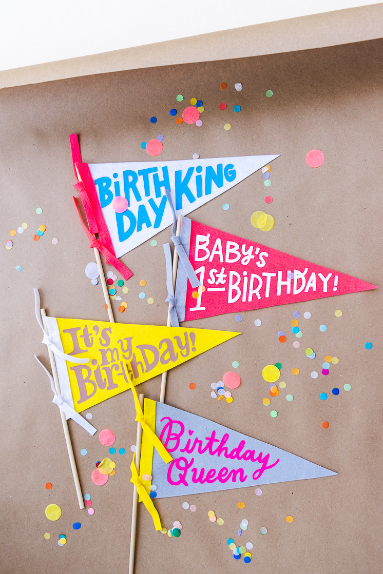 Birthday Pennant Phrases, SVG &amp; PDF Template