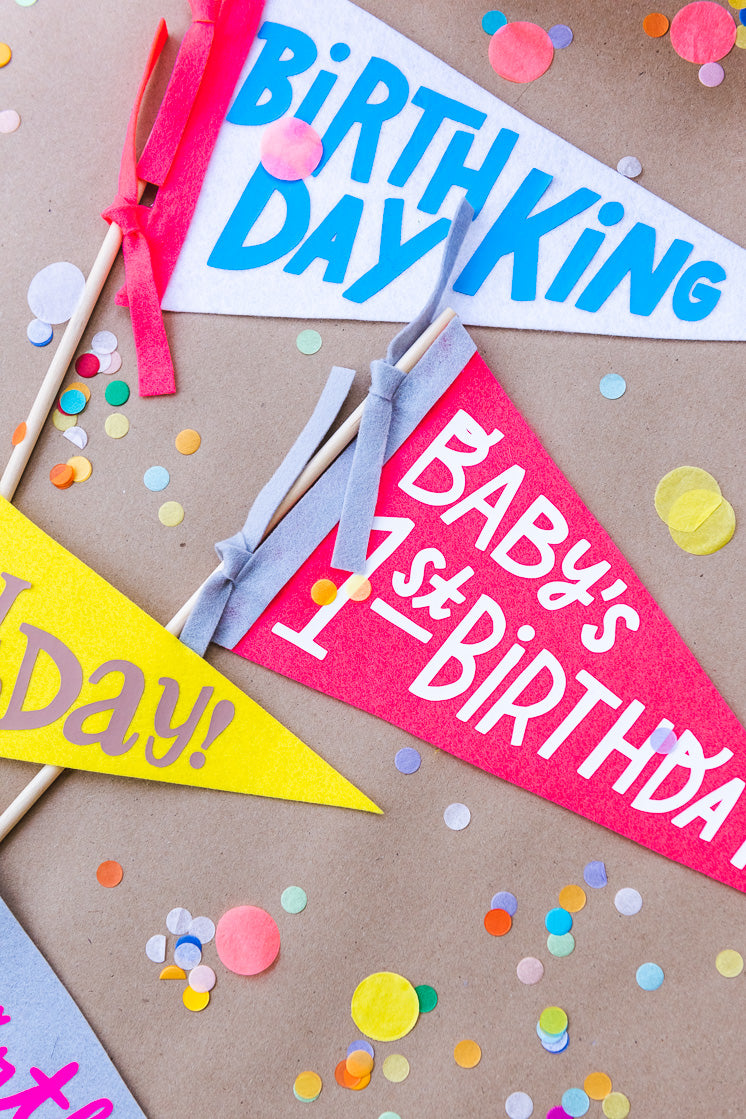 Birthday Pennant Phrases, SVG &amp; PDF Template