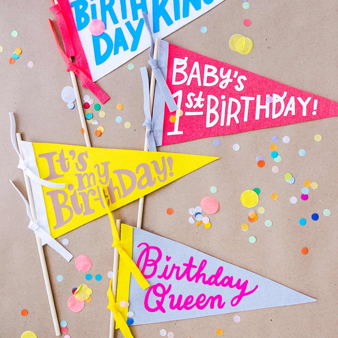 Birthday Pennant Phrases, SVG &amp; PDF Template