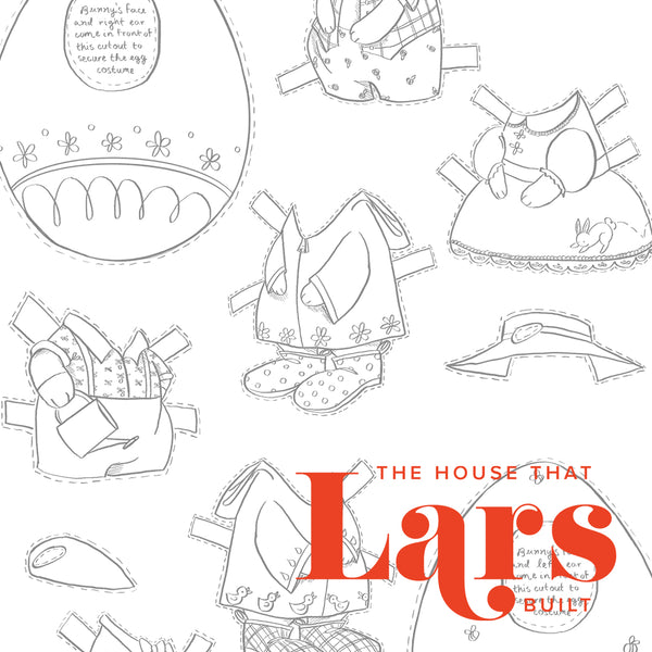 Easter Bunny Paper Dolls Coloring Page Set, PDF Printable