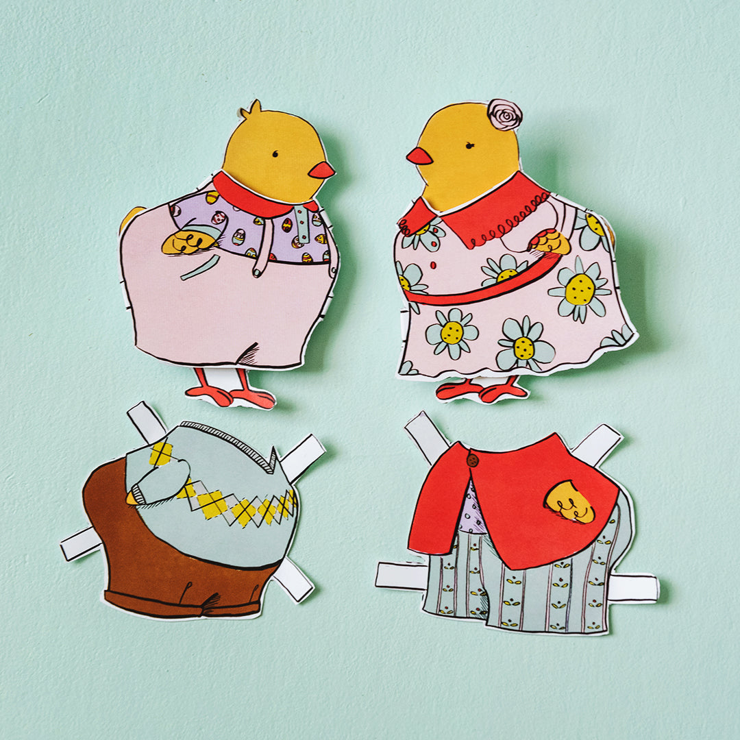 Easter Chick Paper Dolls, PDF Printable