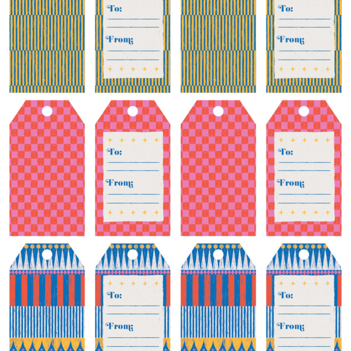 Fair Isle Gift Tags, PDF Printable
