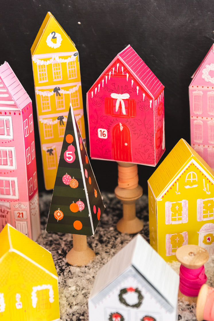 Christmas Village Advent Calendar, PDF Printable