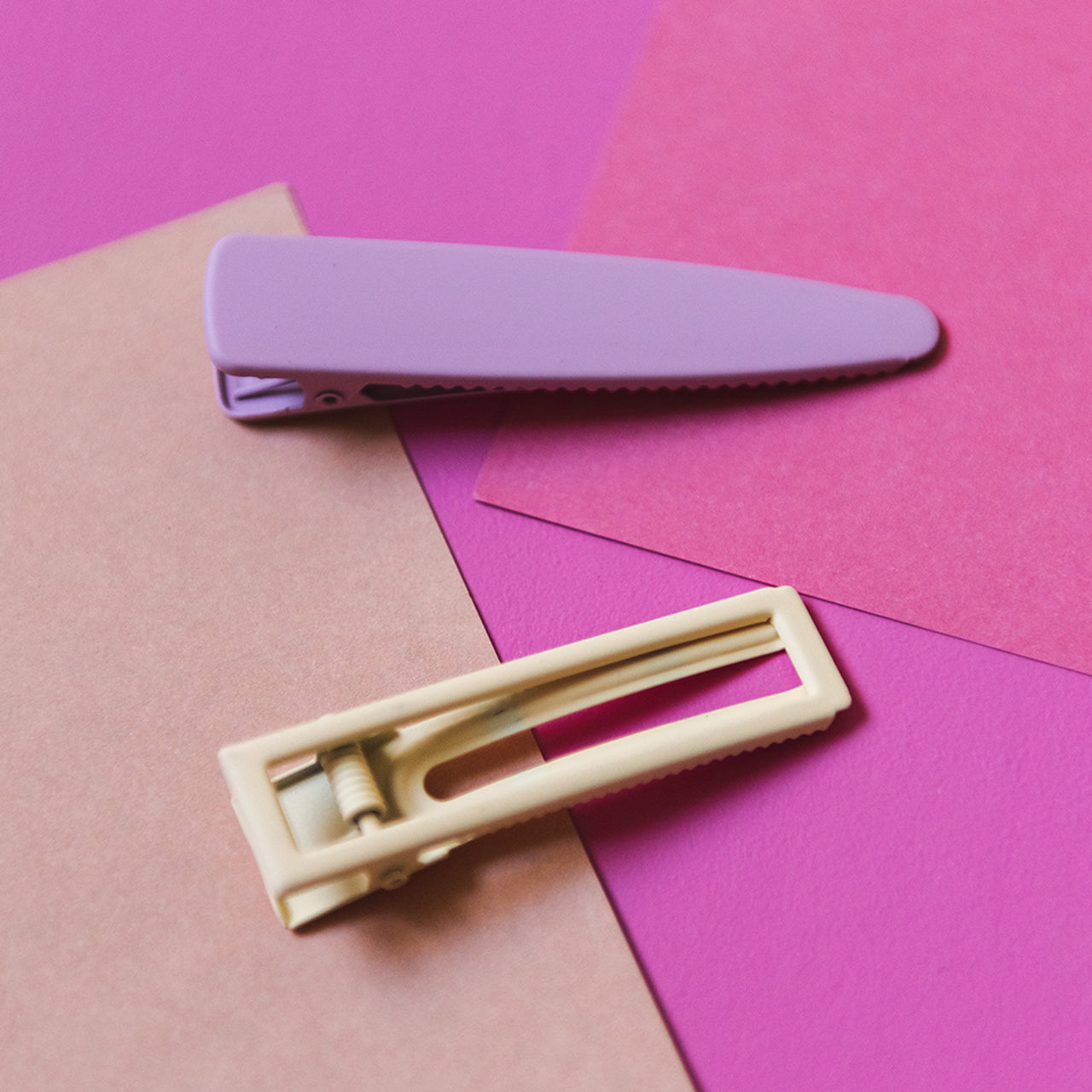Lilac & Cream Geometric Hair Clip Set