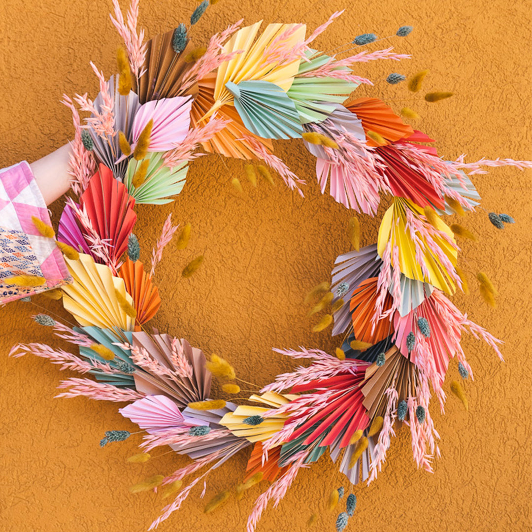 Small Paper Palm Leaf Wreath, PDF Template