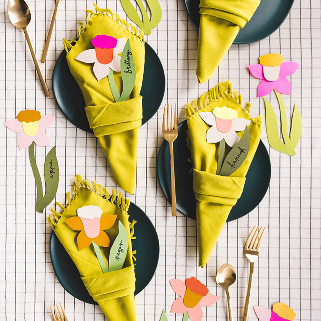 Daffodil Napkin Bouquet, SVG &amp; PDF Template