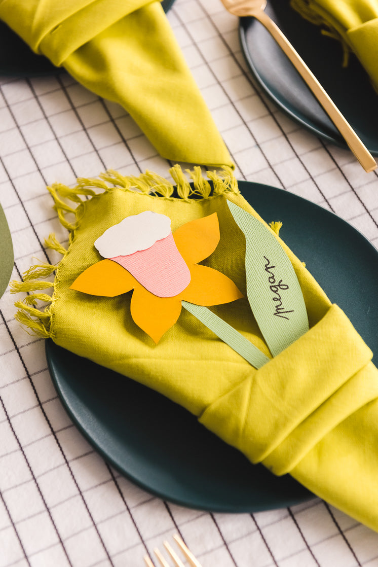 Daffodil Napkin Bouquet, SVG &amp; PDF Template