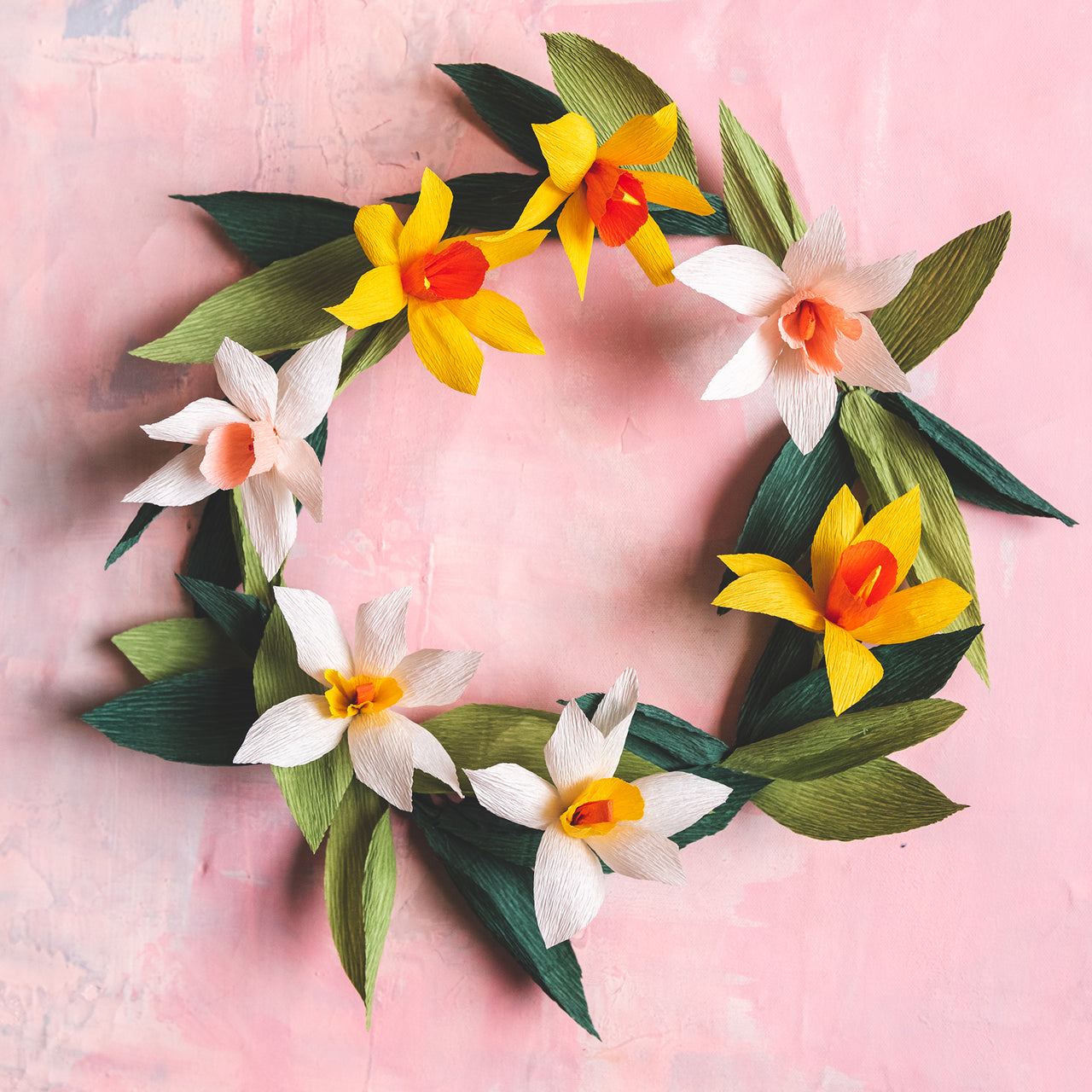 Paper Daffodil Wreath, PDF Template