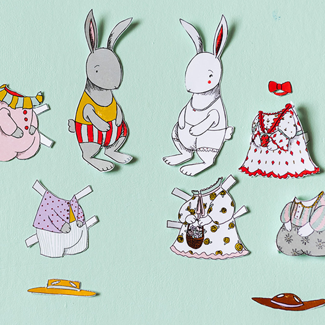 Easter Bunny Paper Dolls, PDF Printable