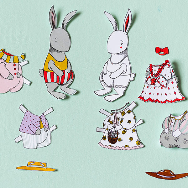 Easter Bunny Paper Dolls, PDF Printable