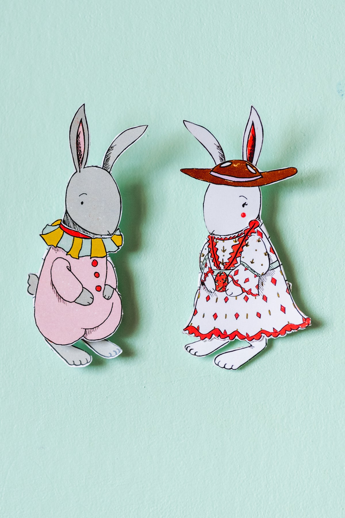 Easter Bunny Paper Dolls, PDF Printable