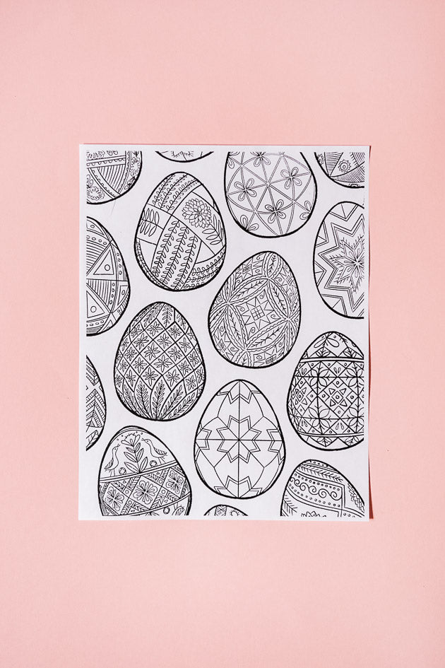 Pysanky Eggs Coloring Page, PDF Printable