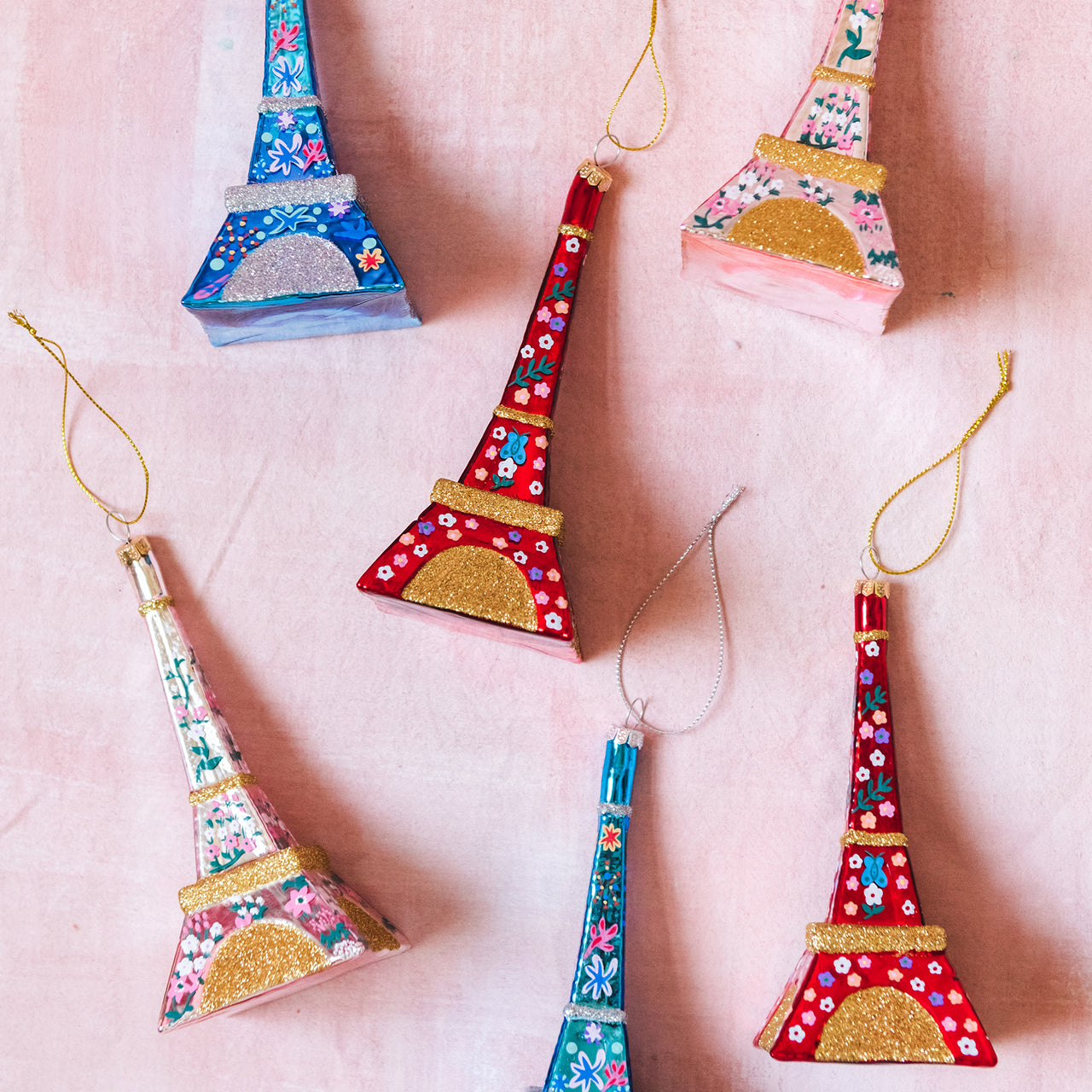 Floral Eiffel Tower Ornaments