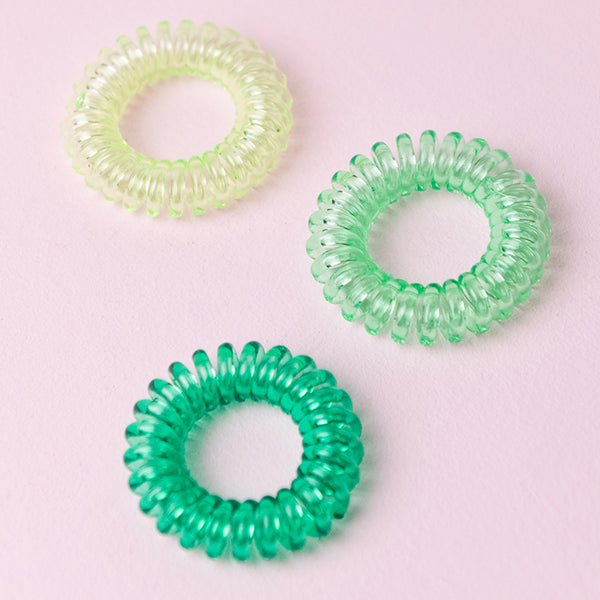 Green Ombre Spiral Hair Ties (Set of 3)