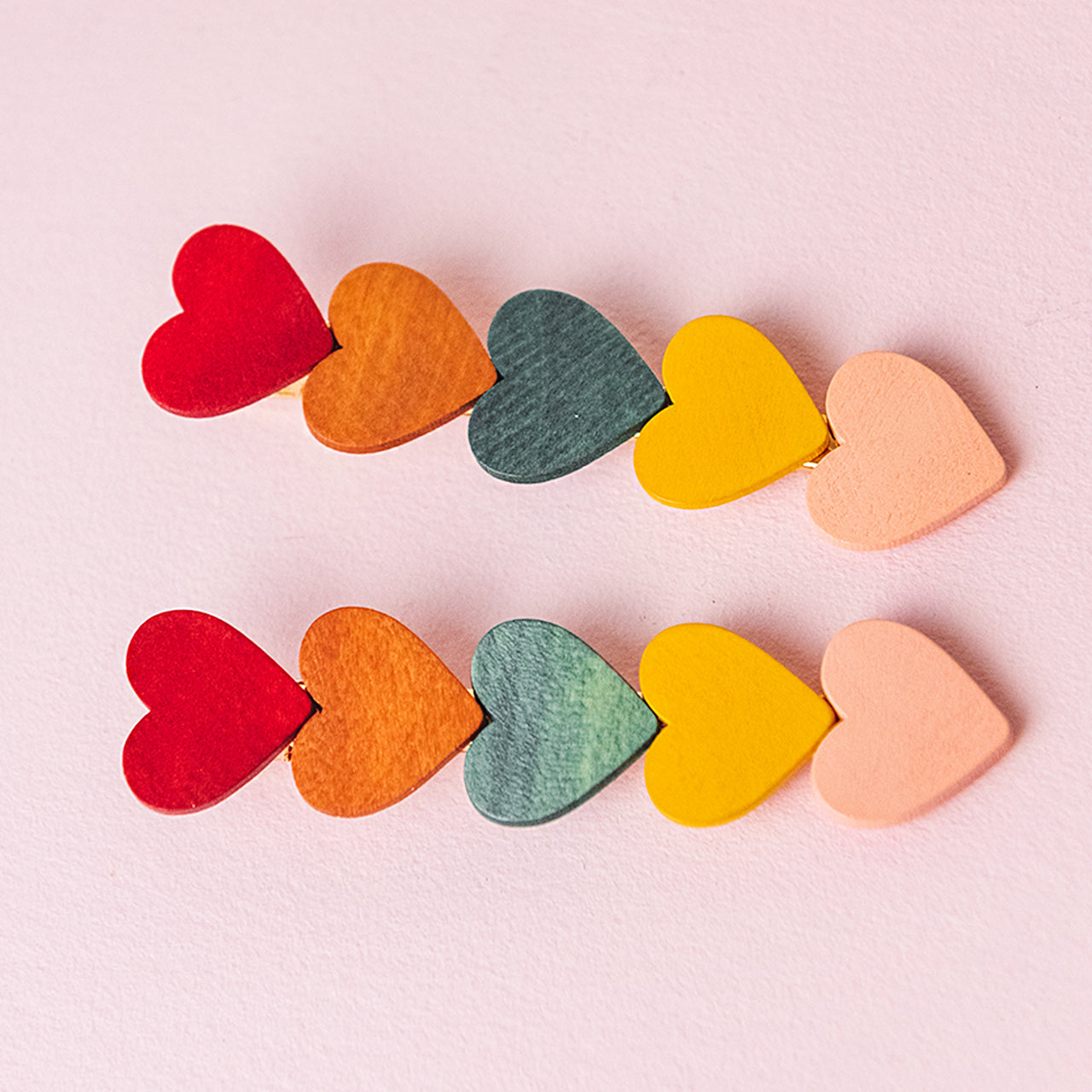 Rainbow Wooden Heart Clips (Set of 2)