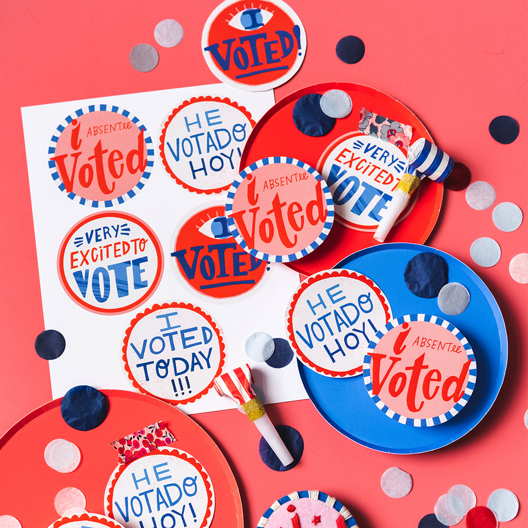 I Voted Pins, PDF Printable