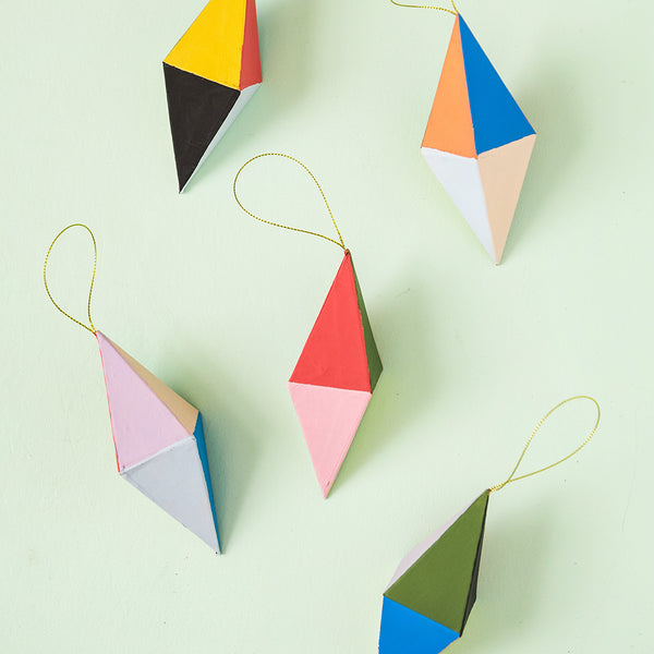 Hand Painted Geometric Colorblock Ornament