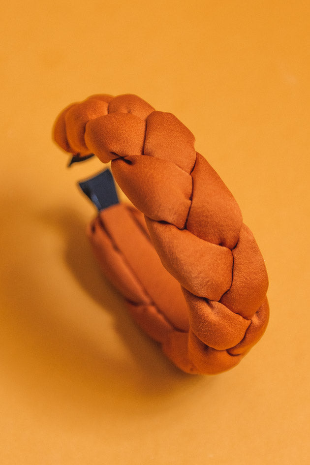 Burnt Orange Braided Puff Headband