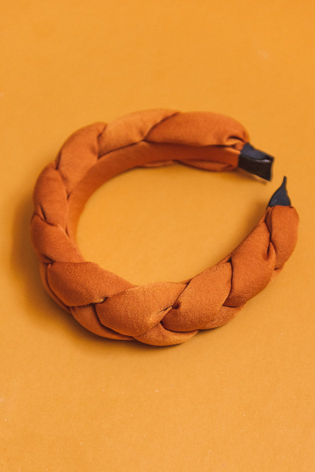 Burnt Orange Braided Puff Headband