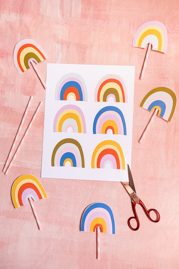 Rainbow Cupcake Toppers, PDF Printable