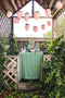 full scene of strawberry garland and tablescape