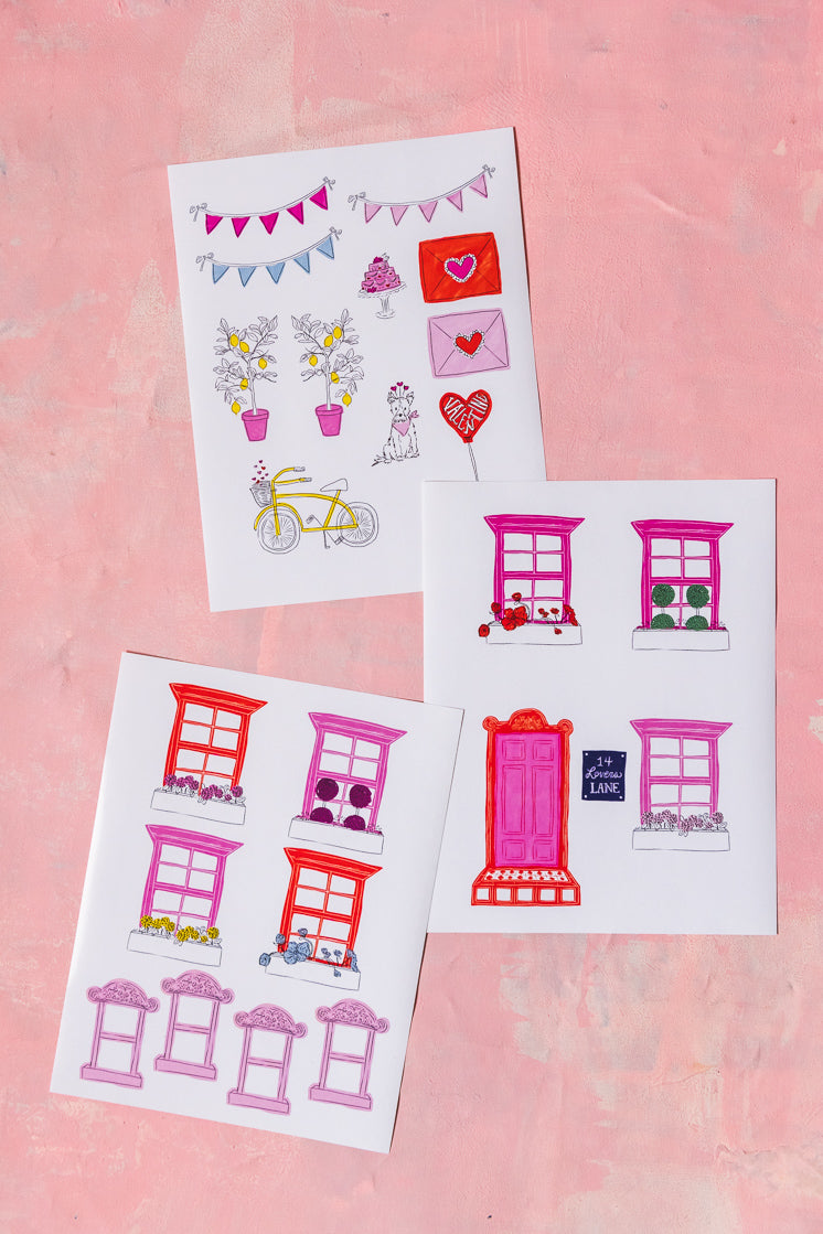 Valentine Box House Stickers, PDF Printable