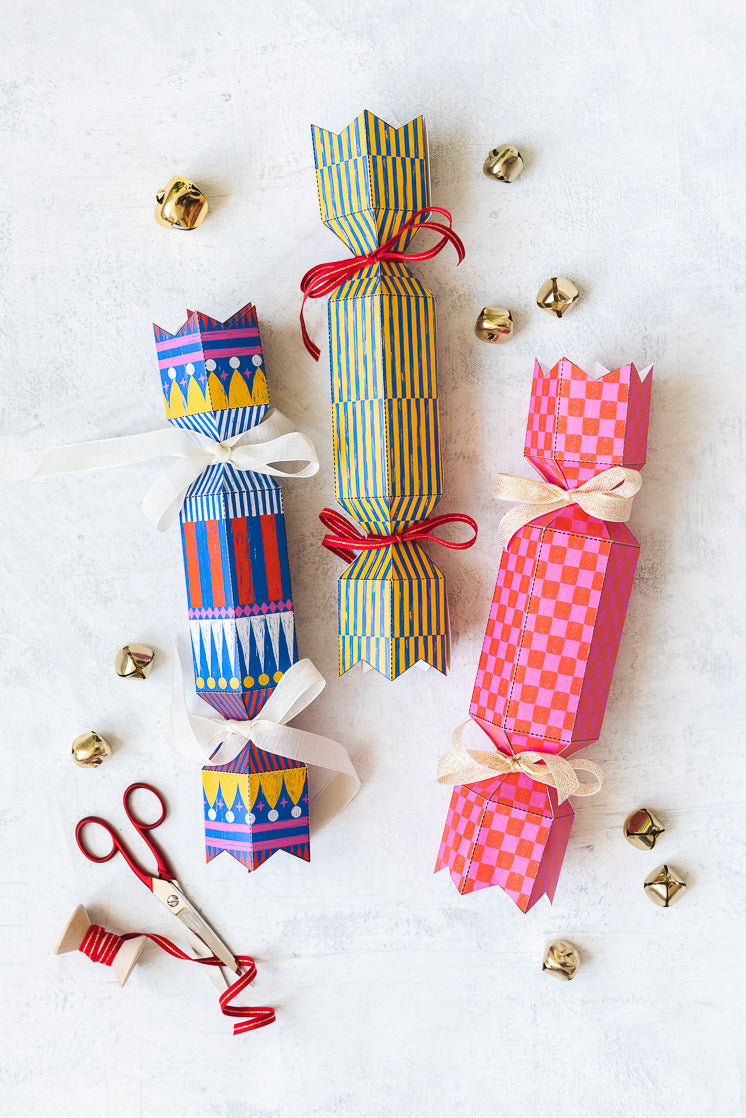 Patterned Christmas Poppers, PDF Printable