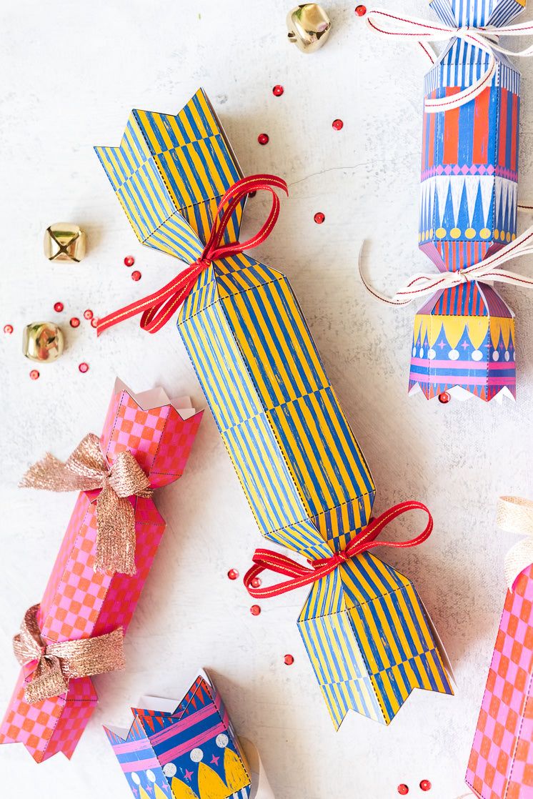 Patterned Christmas Poppers, PDF Printable