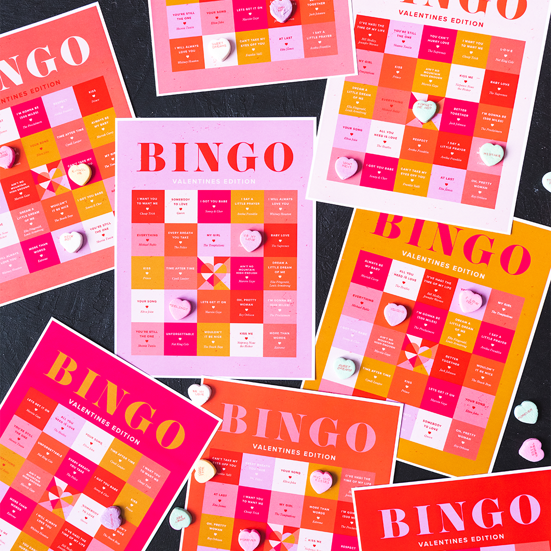 Valentine&#39;s Day Song Bingo, PDF Printable