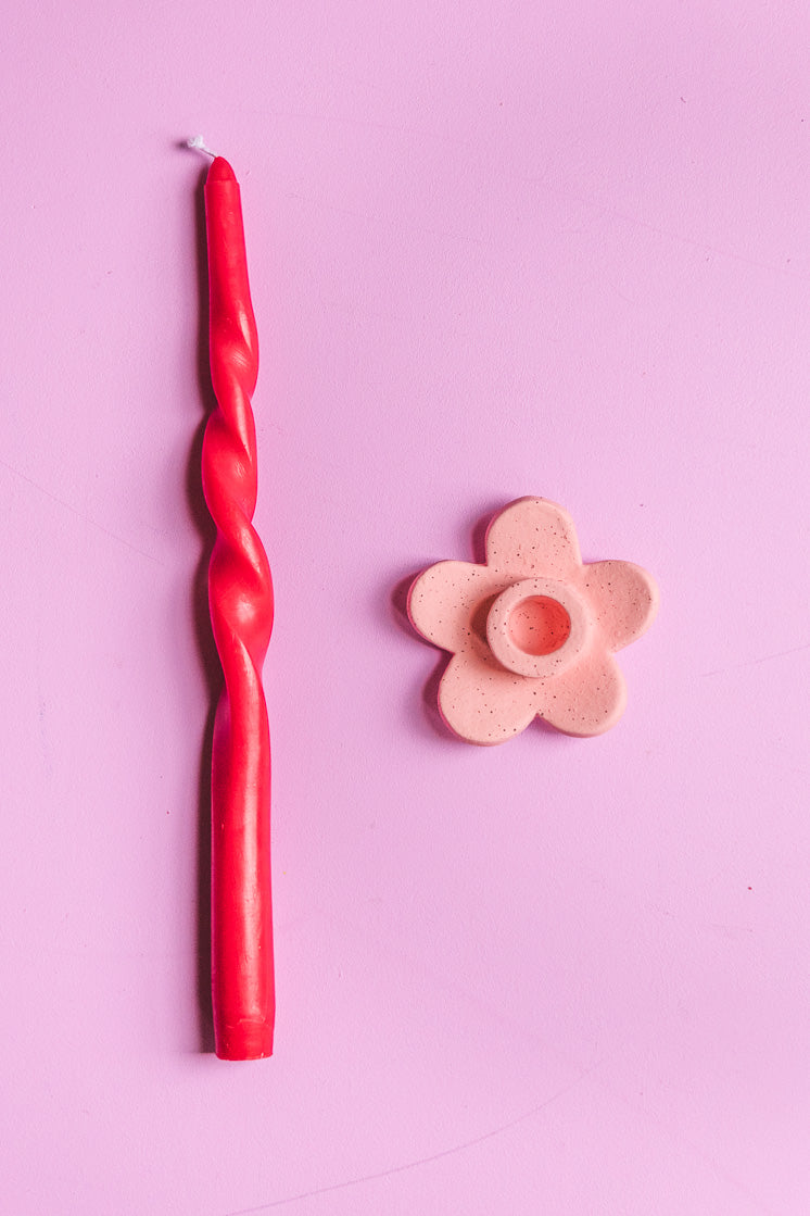 Speckled Flower Candle Stick Holder &amp; Twisted Candle by Betsy Croft