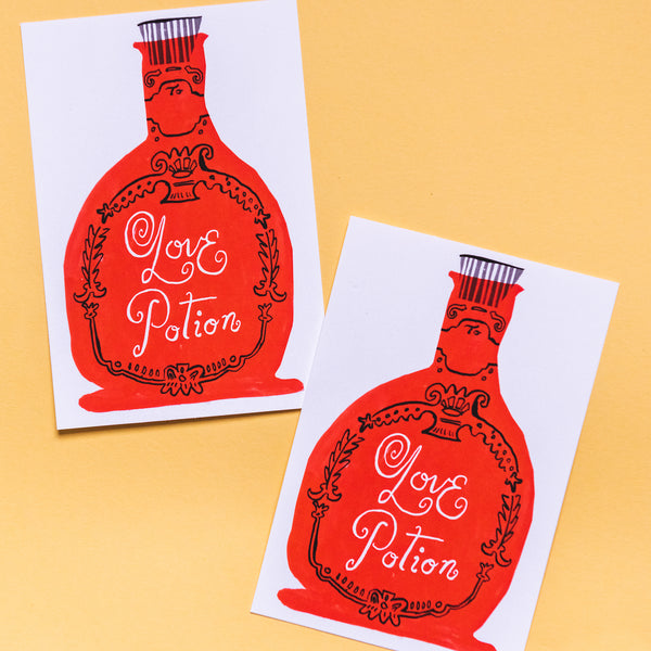 Love Potion Valentine One-Sided Card by Danielle Kroll, PDF Printable