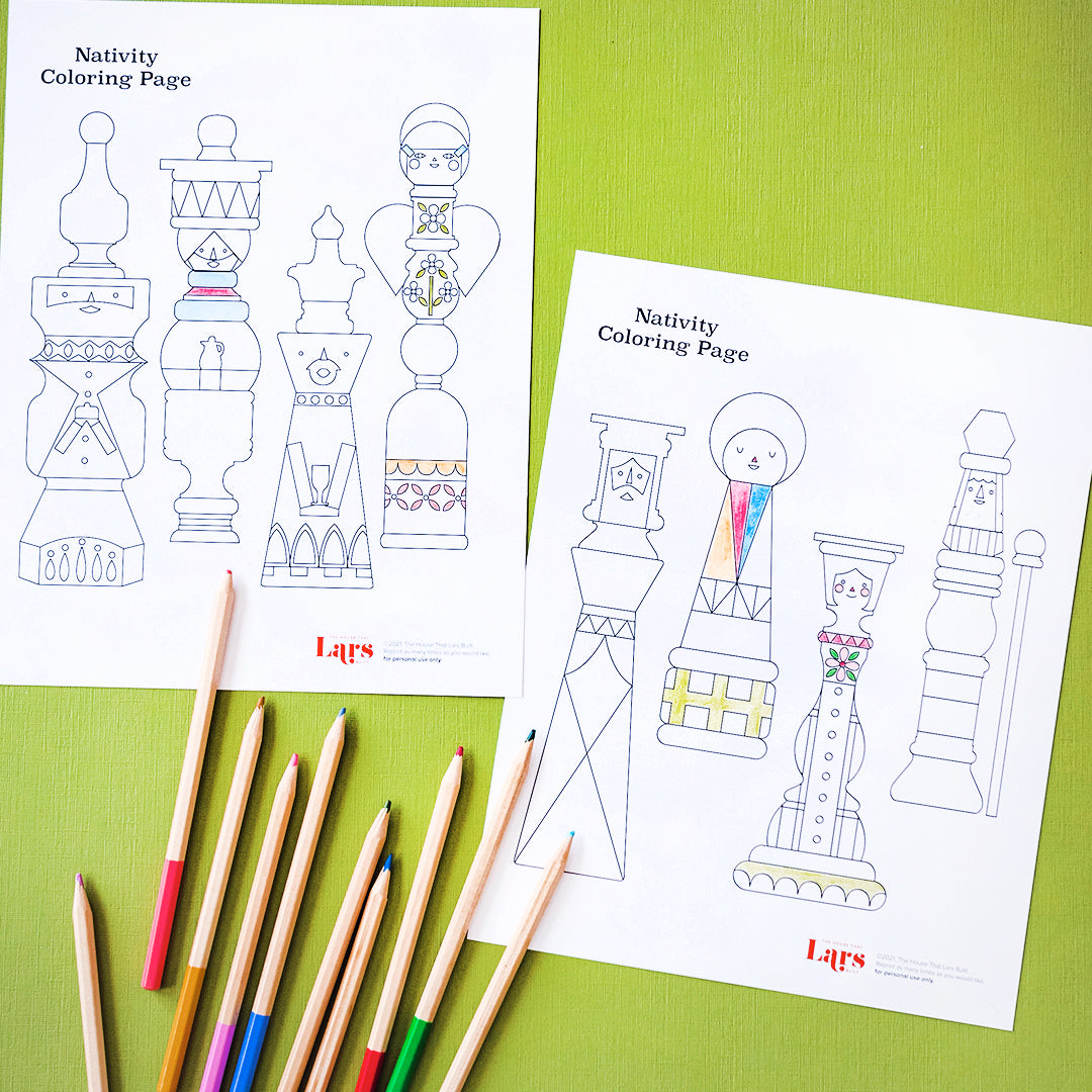 Mid-Century Heirloom Nativity Coloring Pages, PDF Printable