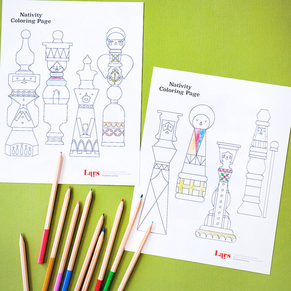 Mid-Century Heirloom Nativity Coloring Pages, PDF Printable